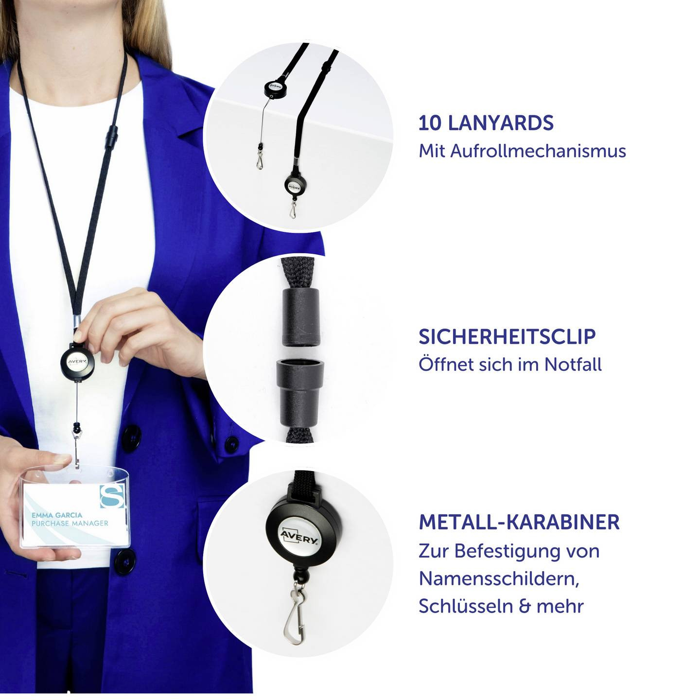 Smycz z mechanizmem ściągającym (1szt) 4830 Avery Zweckform